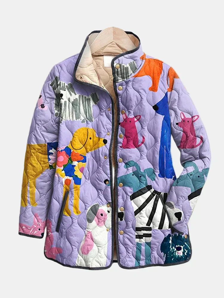 Rynora | Casual Quilted Jacket with Dog Print