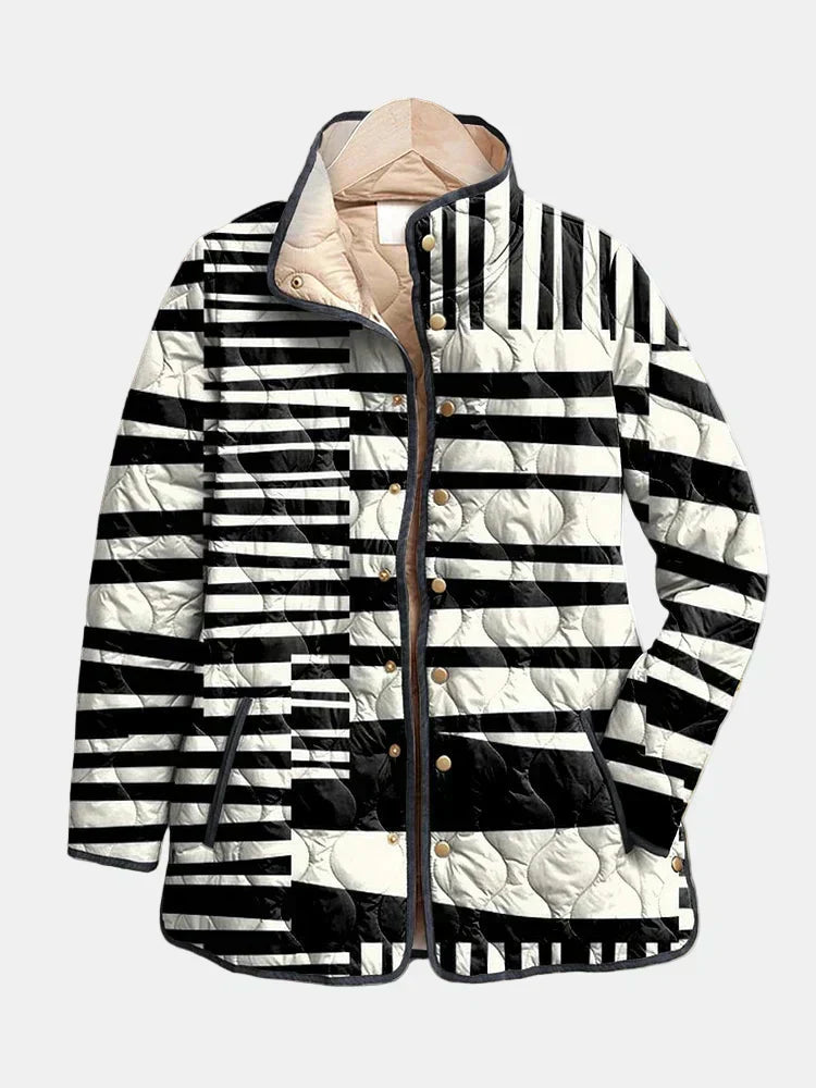 Aerieh | Black and White Abstract Quilted Jacket